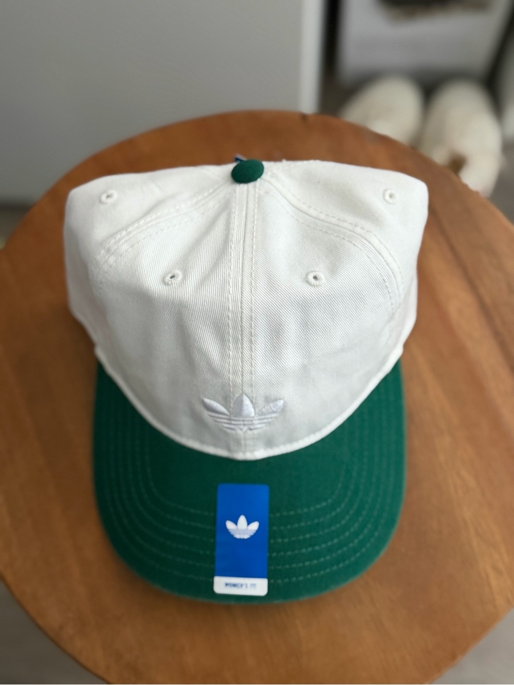 adidas Off-White & Collegiate Green Trefoil Strapback Hat